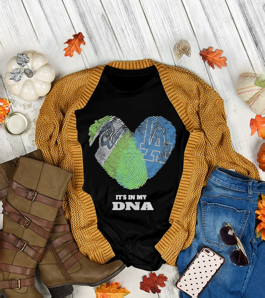 It's In My DNA Seattle Seahawks Los Angeles Dodgers Fingerprint T-Shirt