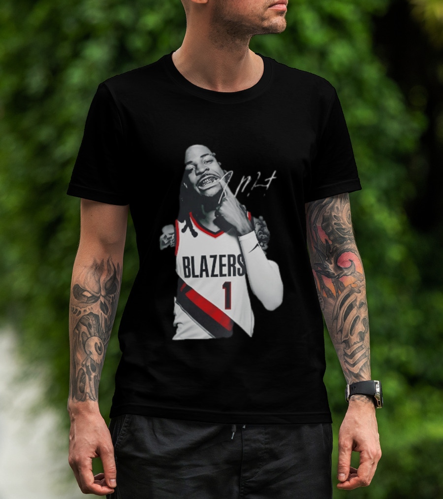 J MT Player Grills Number 1 Blazers T-Shirt