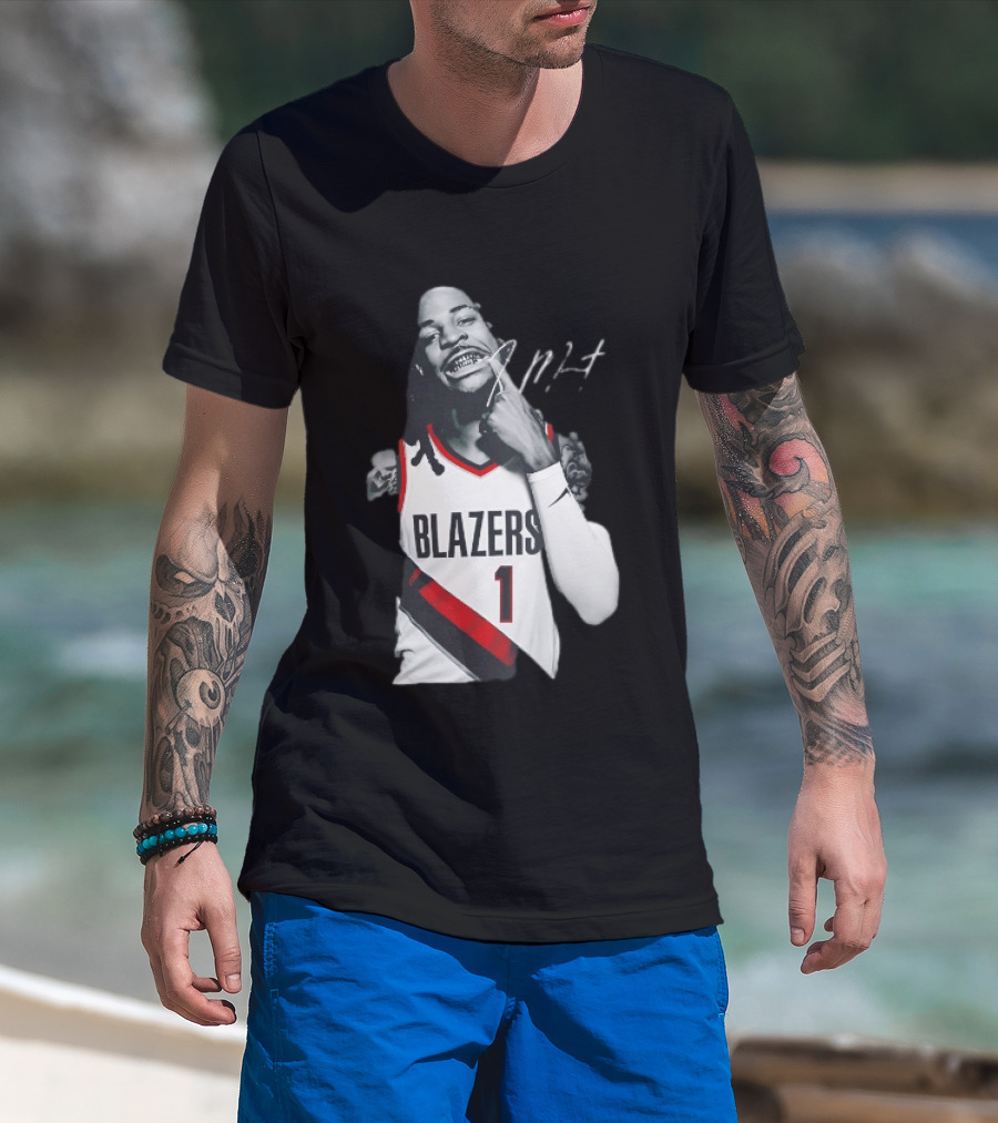 J MT Player Grills Number 1 Blazers T-Shirt