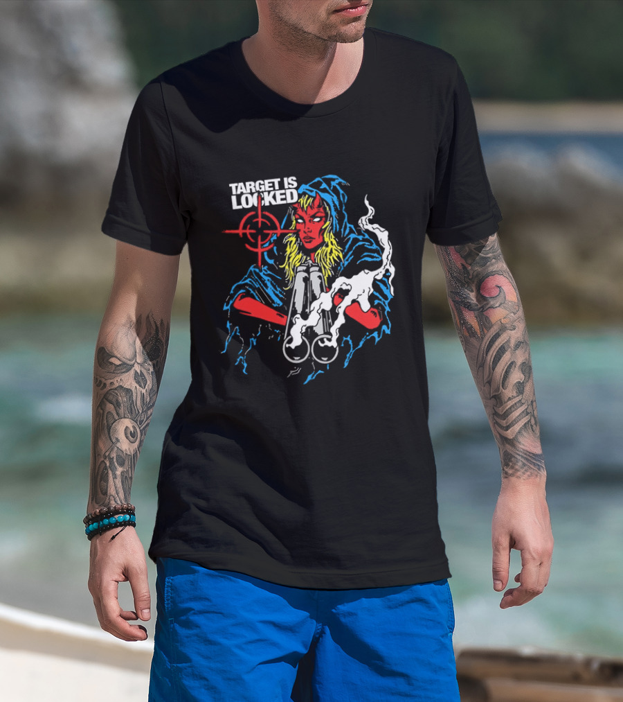 Target Is Locked Devil Woman Aiming Shotgun T-Shirt