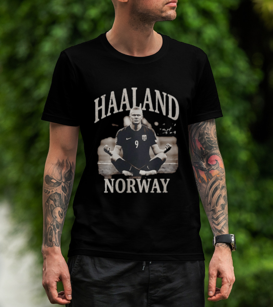 Haaland Meditating Norway Soccer Number 9 T-Shirt