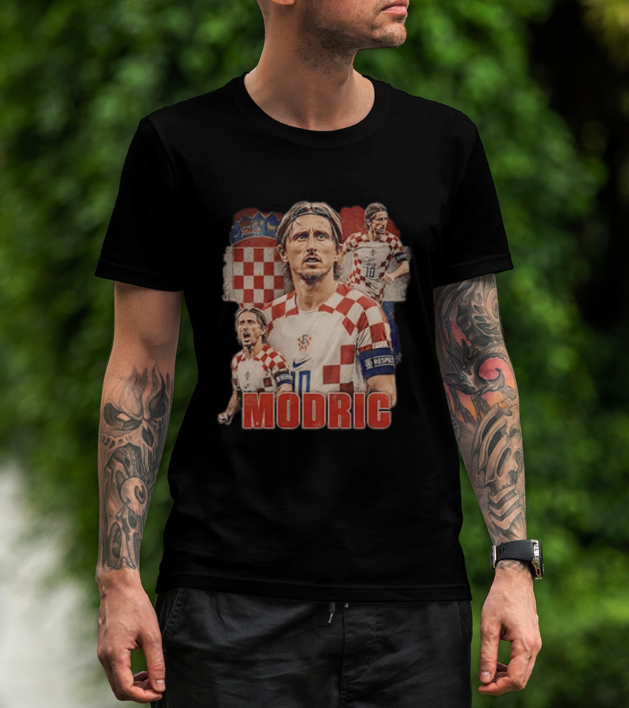 Luka Modric Croatia National Team Footballer With Croatian Flag And Number 10 T-Shirt