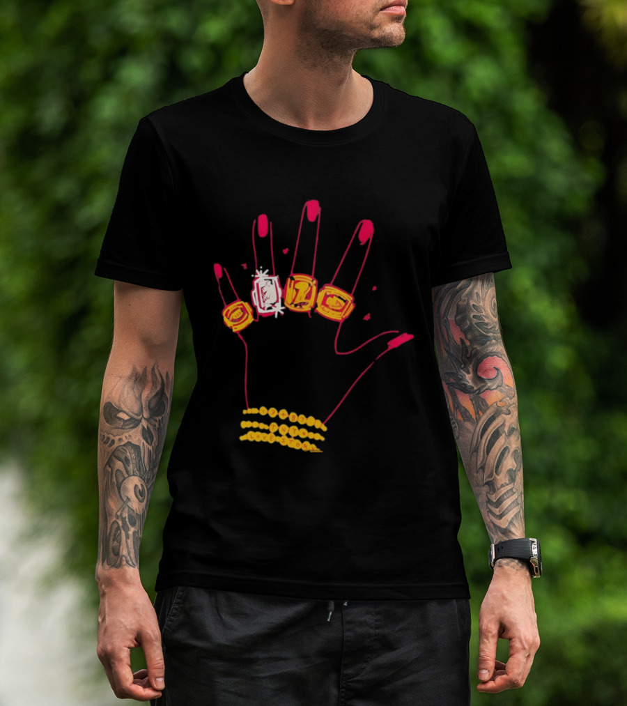 Hand Wearing Rings Bracelets 13 + 87 TNT Love Story T-Shirt
