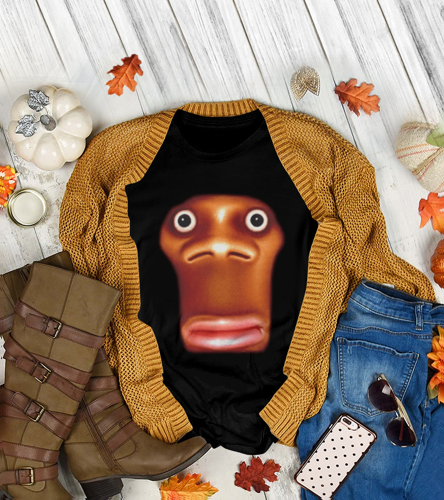 Stop Looking At Me Face Staring Meme Brown Expression T-Shirt