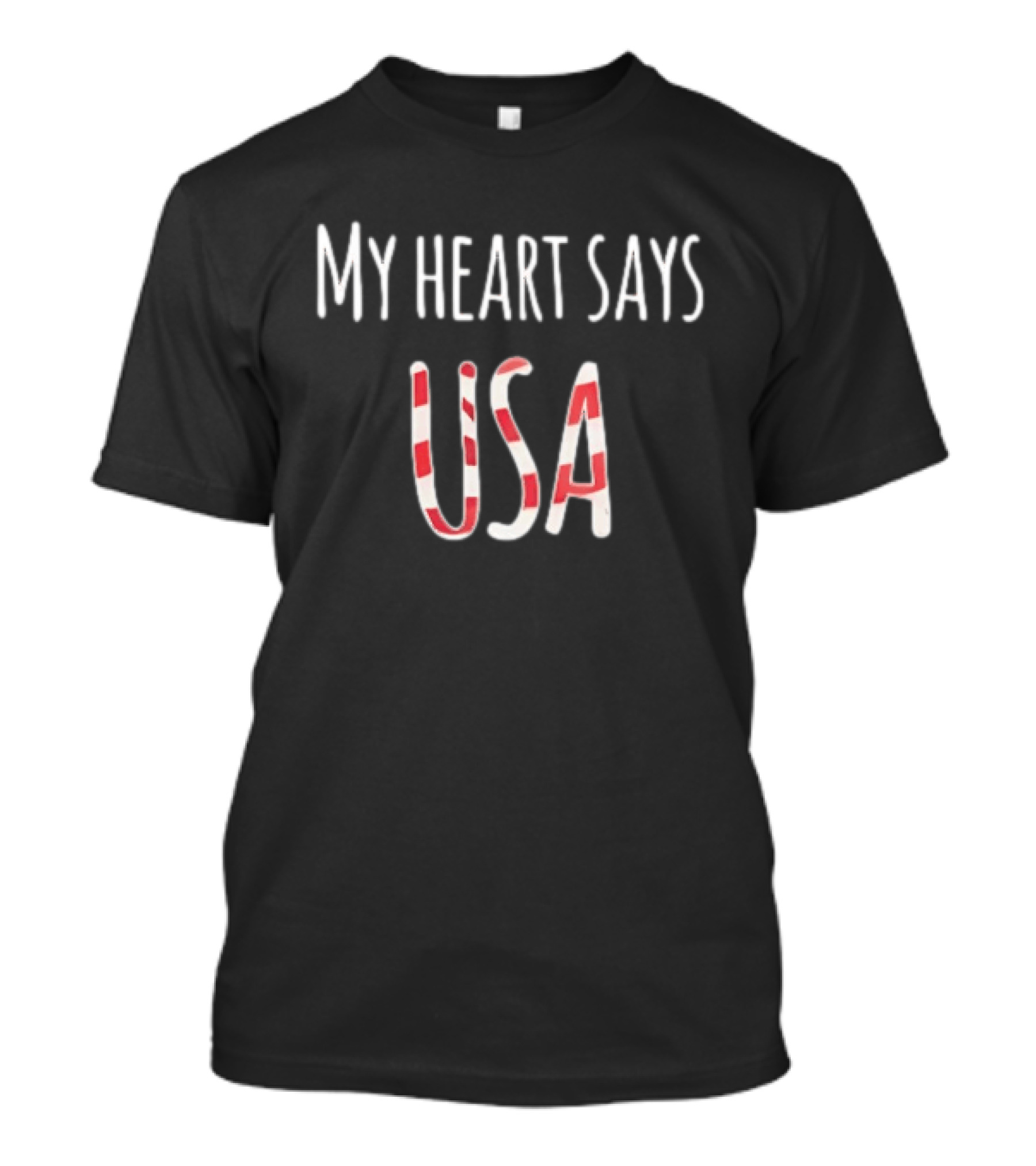 My Heart Says USA Red White Stripes T-Shirt