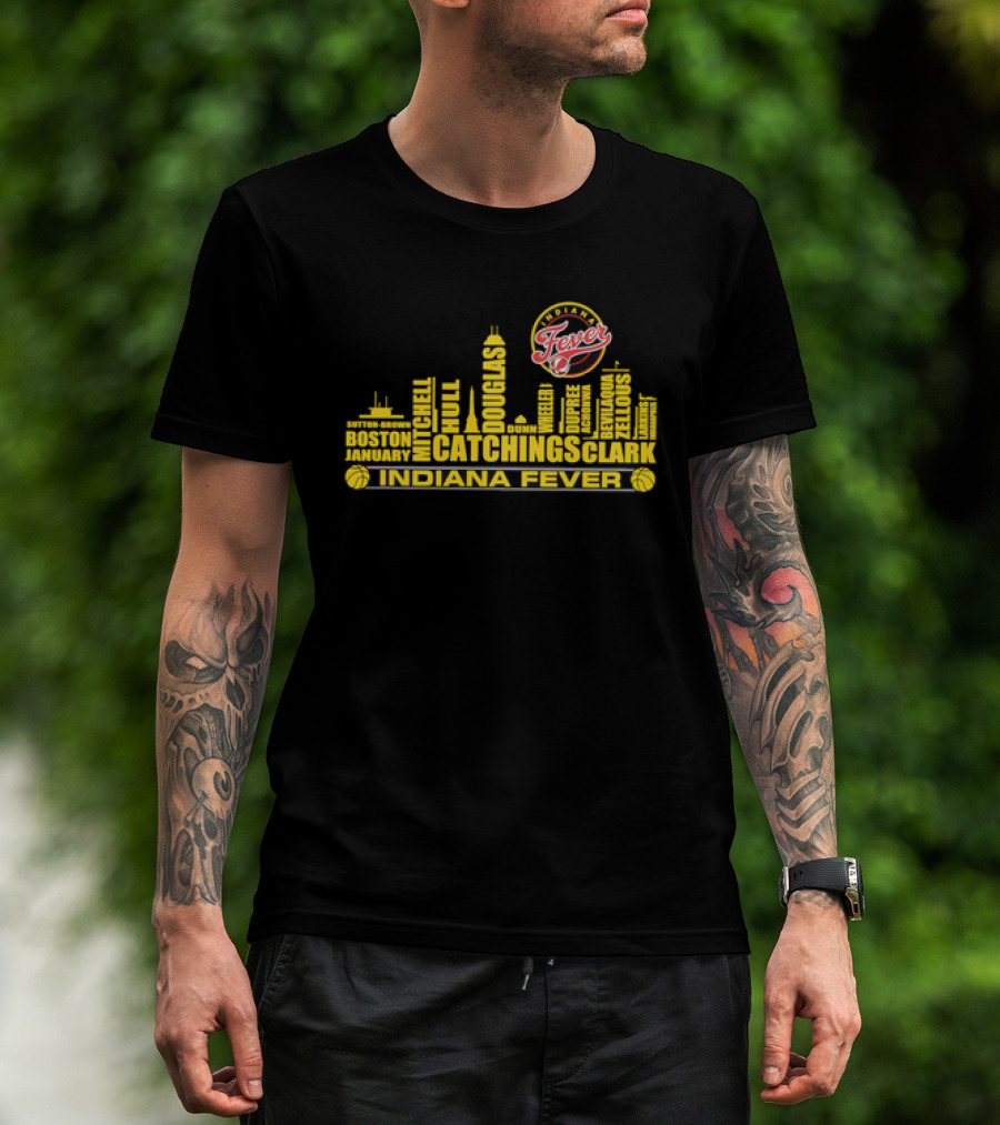 Indiana Fever Tamika Catchings Skyline WNBA Roster T-Shirt