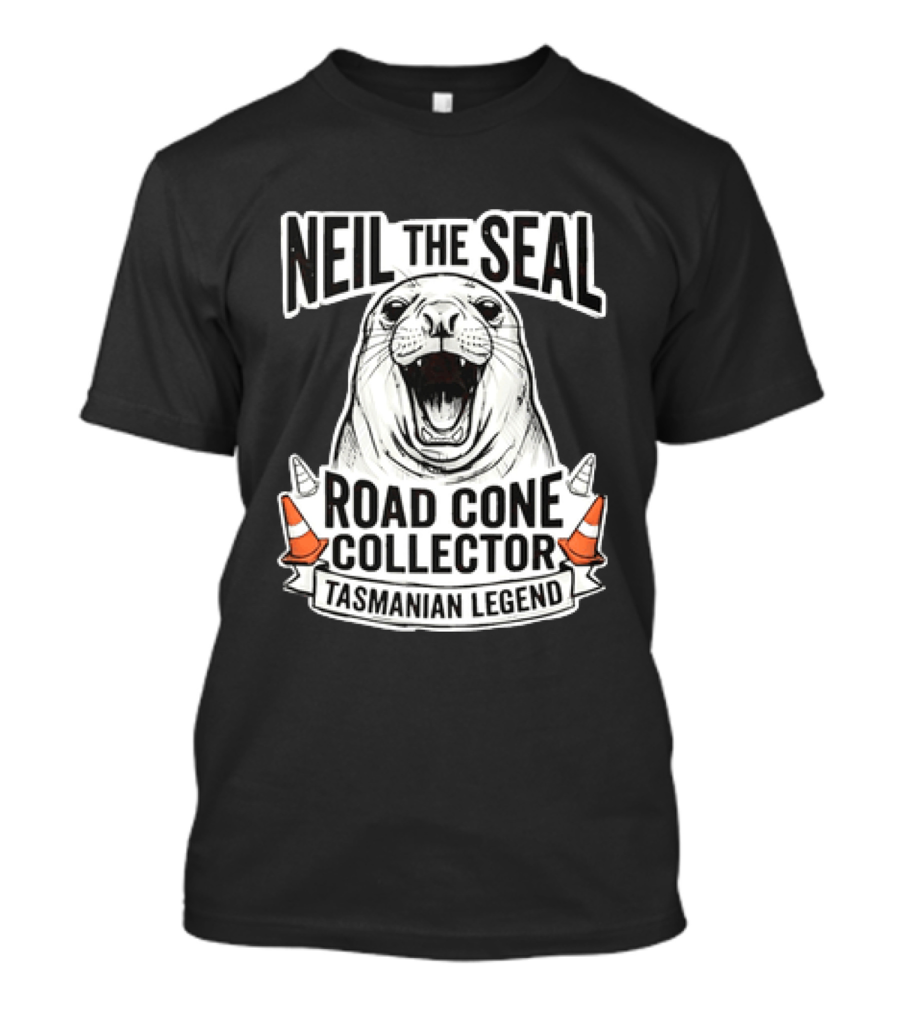 Neil The Seal Road Cone Collector Tasmanian Legend T-Shirt