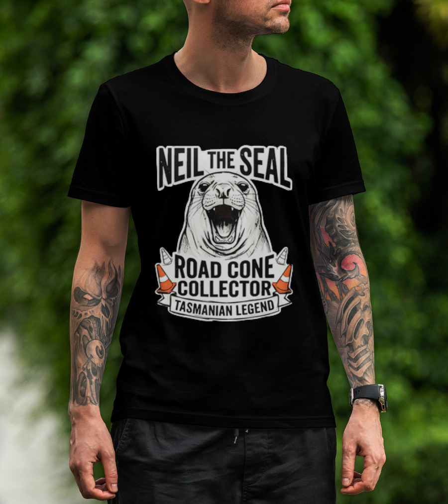 Neil The Seal Road Cone Collector Tasmanian Legend T-Shirt
