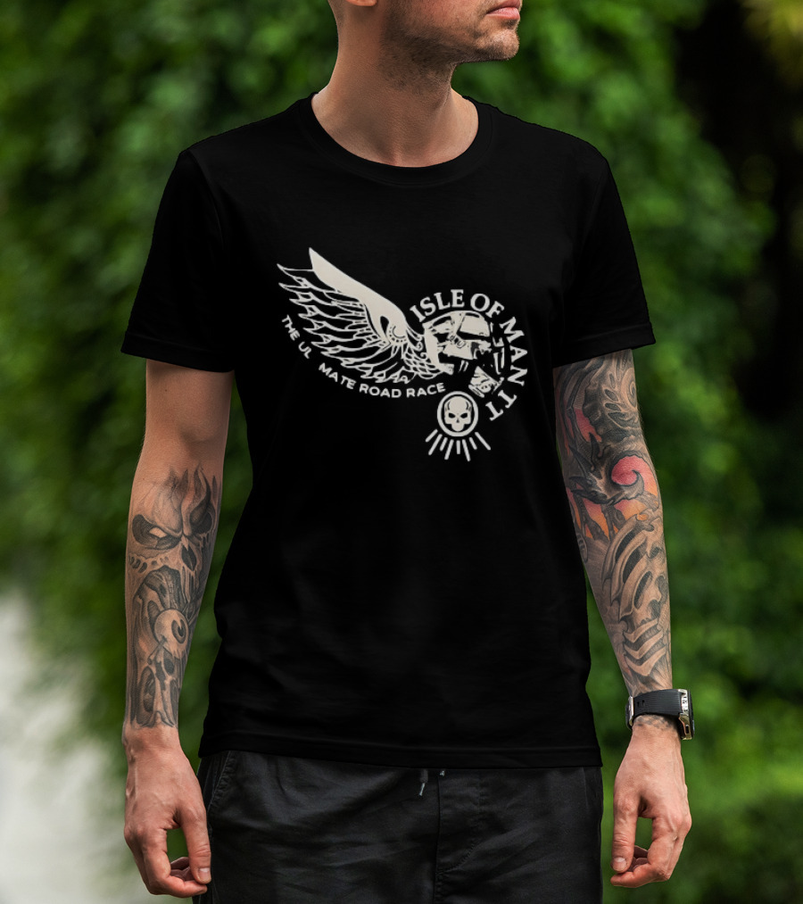 Isle Of Man TT Ultimate Road Race Skull Wing Motorcycle T-Shirt