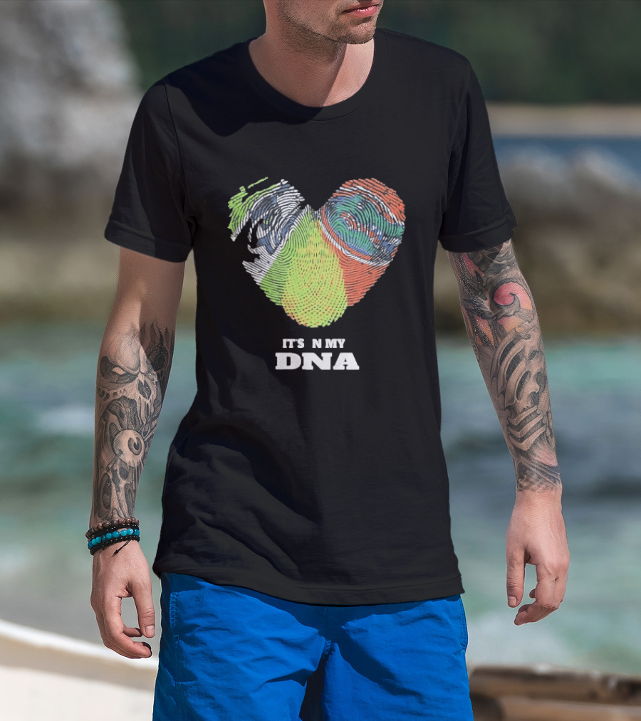 It's In My DNA Ireland And India Fingerprint Heart T-Shirt