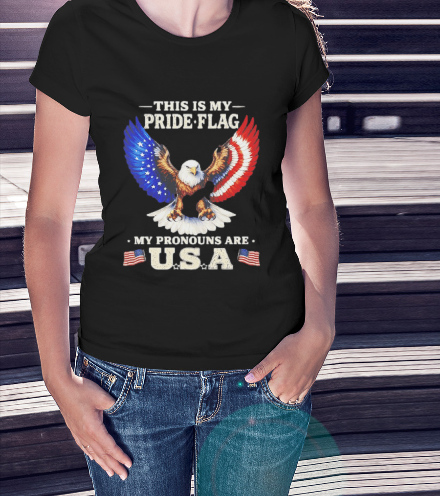 This Is My Pride Flag American Eagle My Pronouns Are USA T-Shirt