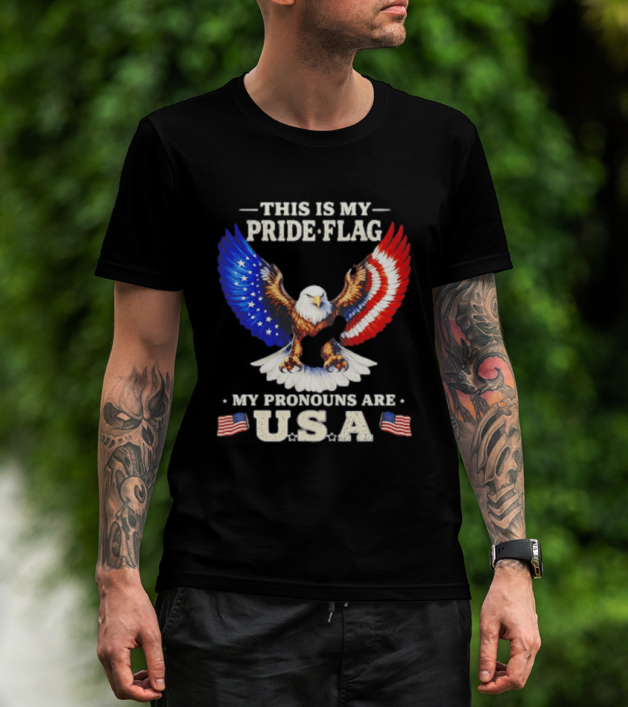 This Is My Pride Flag American Eagle My Pronouns Are USA T-Shirt