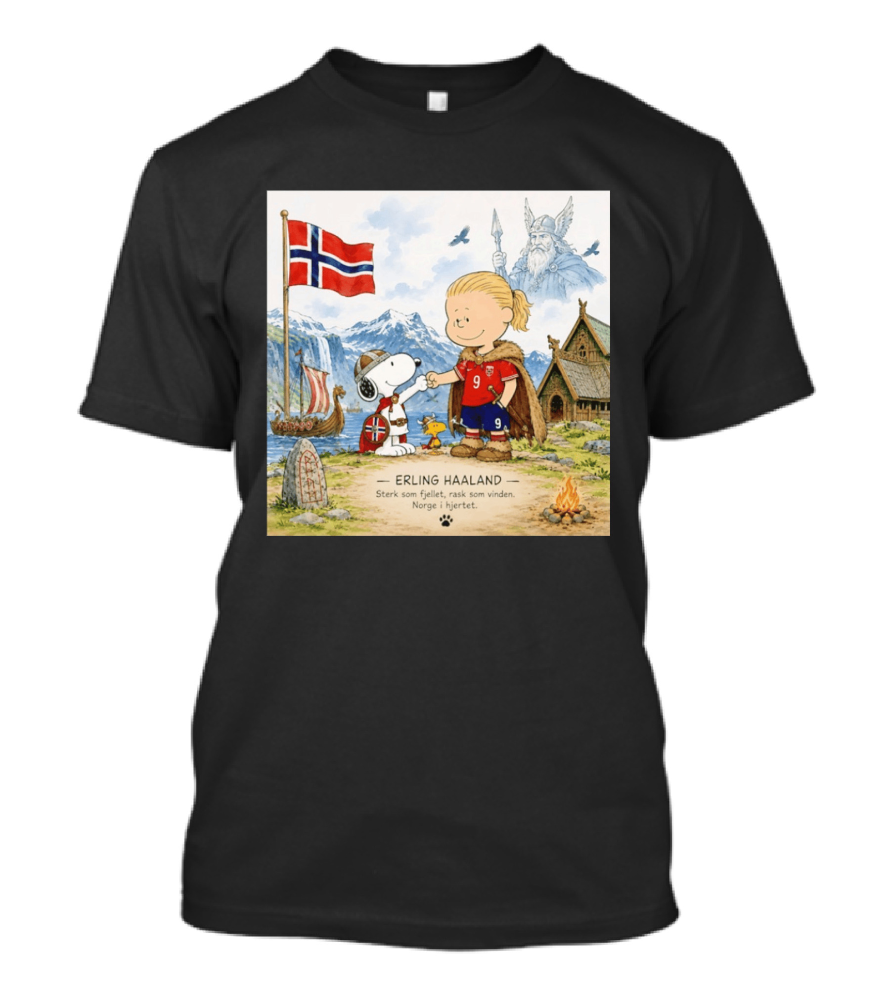 Norway Erling Haaland Snoopy Viking Norsk Sterk Som Fjellet Rask Som Vinden Norge I Hjertet T-Shirt