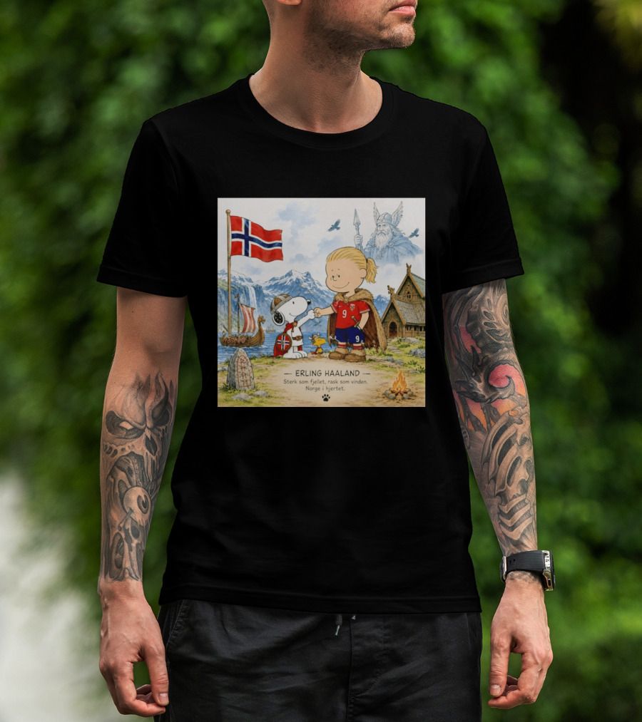 Norway Erling Haaland Snoopy Viking Norsk Sterk Som Fjellet Rask Som Vinden Norge I Hjertet T-Shirt