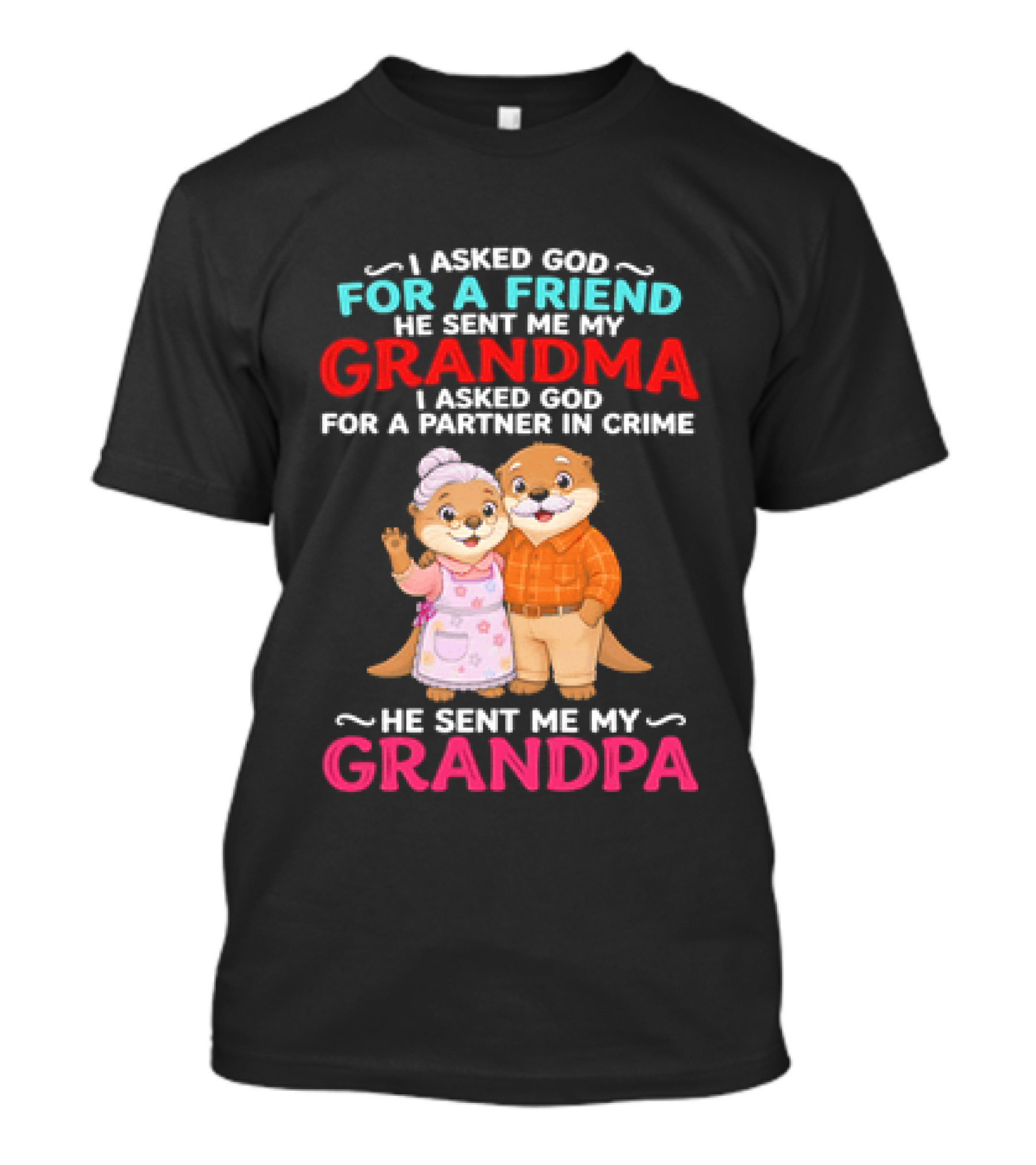 I Asked God For A Friend He Sent Me My Grandma Partner In Crime Grandpa Otter T-Shirt