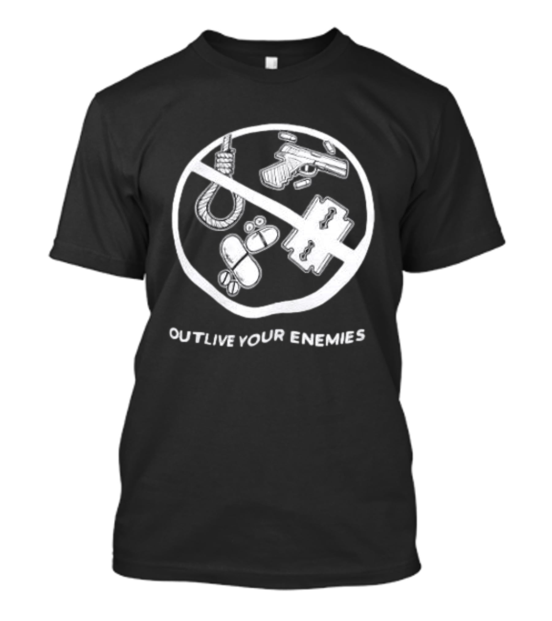 Twitching Tongues Outlive Your Enemies All Pain No Weapons Anti Violence T-Shirt