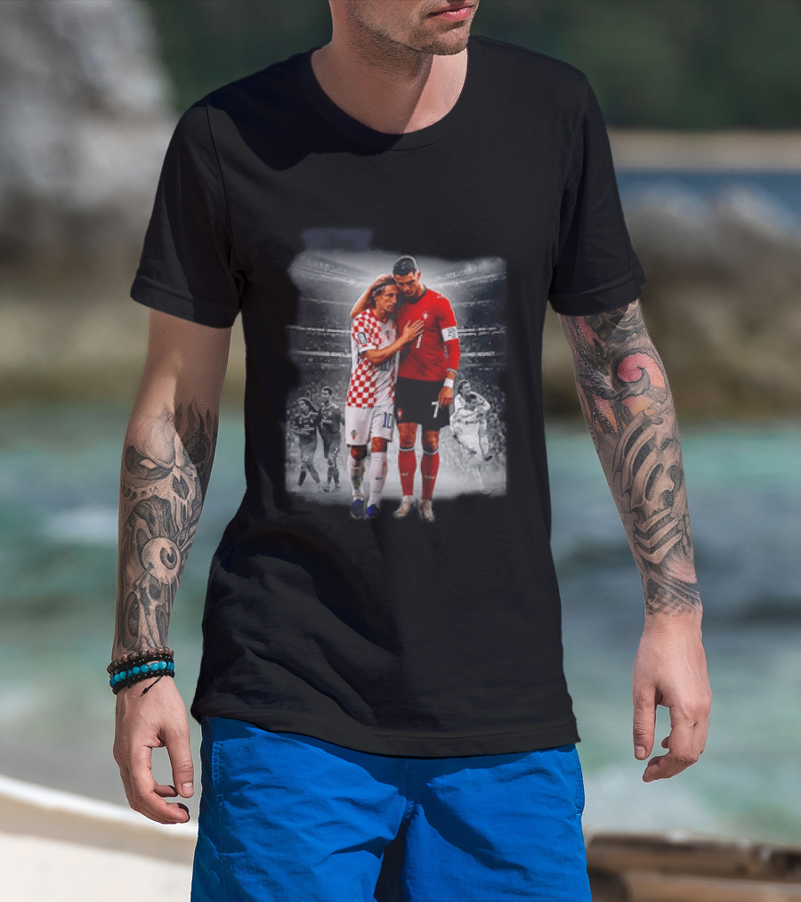 Portugal Cristiano Ronaldo Croatia Luka Modric Embrace Football Icon Moment T-Shirt