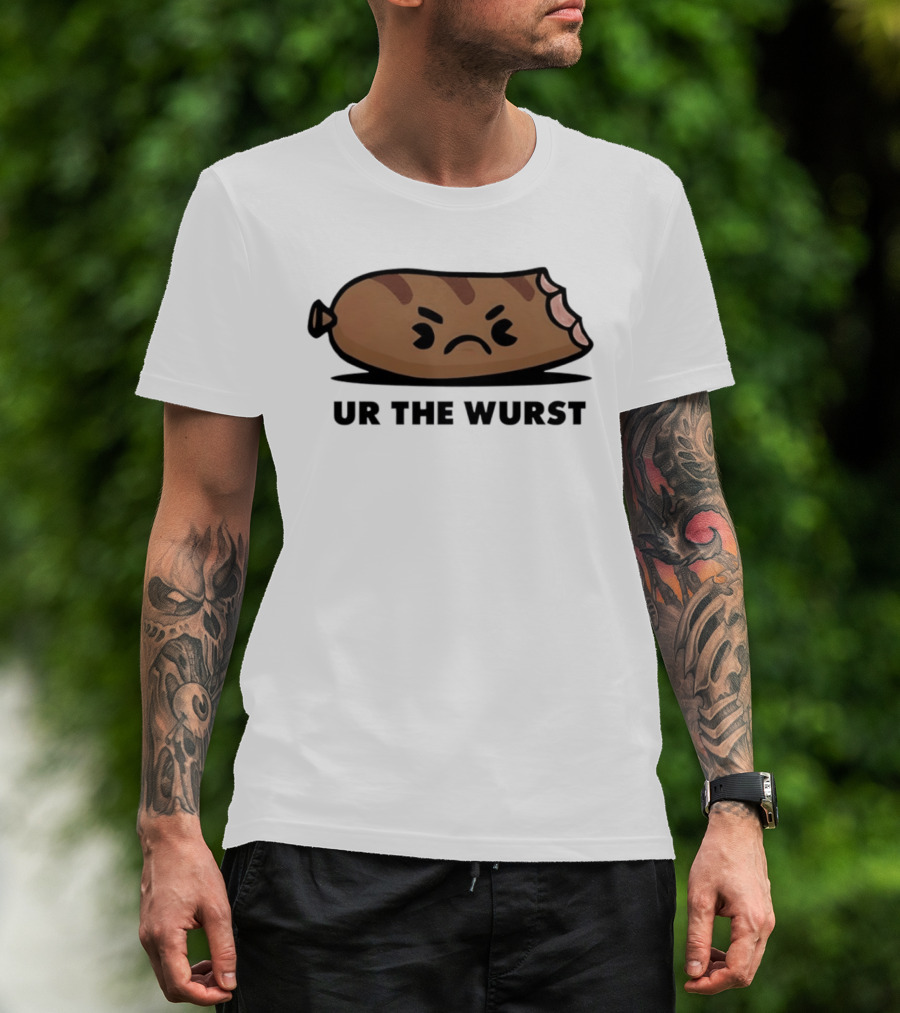 Angry Sausage Ur The Wurst Pun Humor T-Shirt
