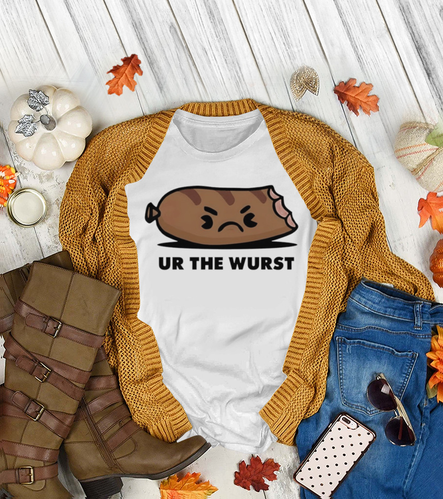 Angry Sausage Ur the Wurst Pun Humor T-Shirt