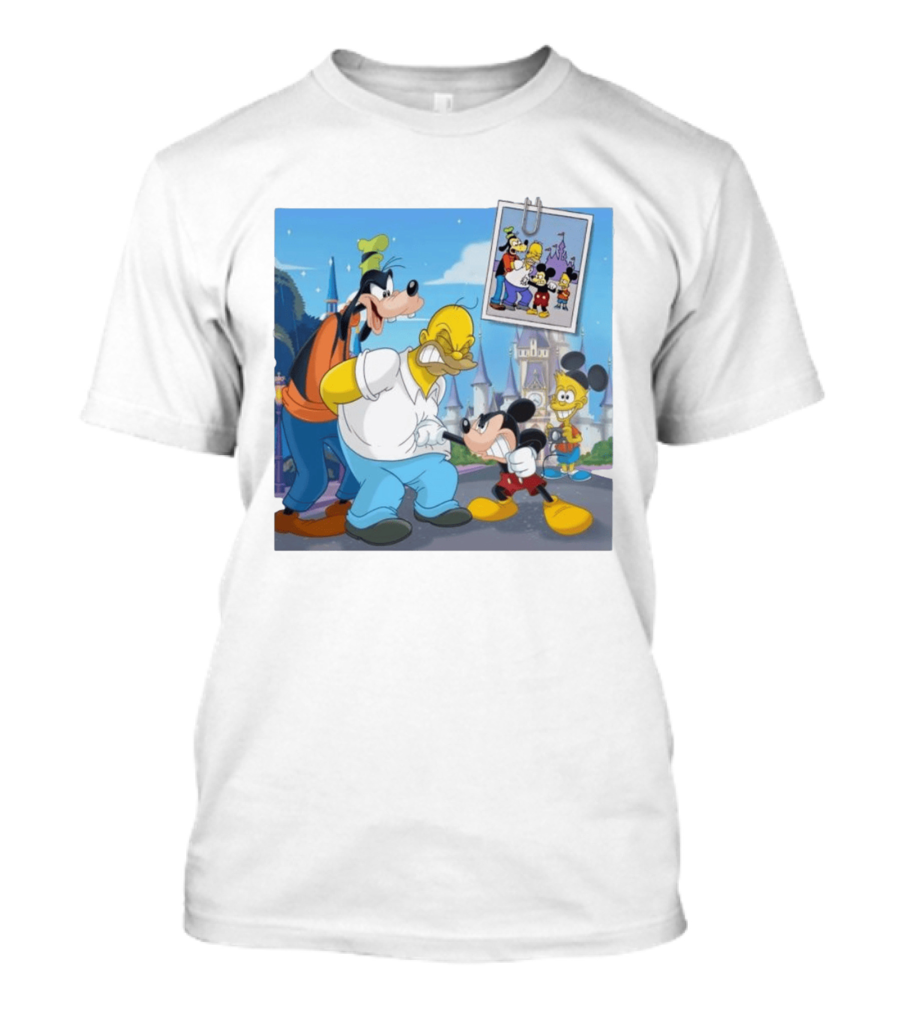Disney World Homer With Mickey Goofy Bart Mashup By Richietoons T-Shirt