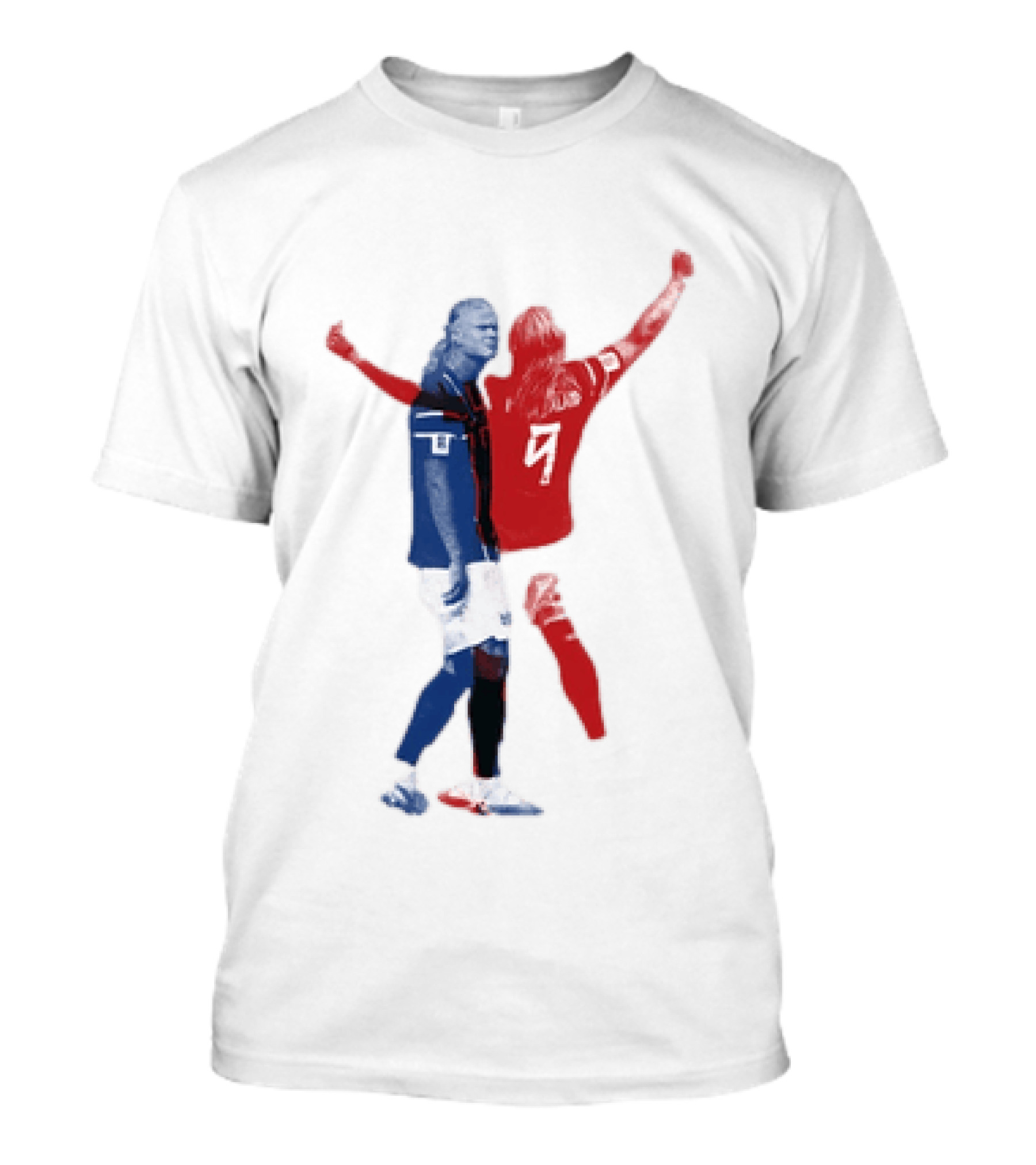 Erling Haaland Norway National Team Halftone Collage Blue And Red Number 9 T-Shirt