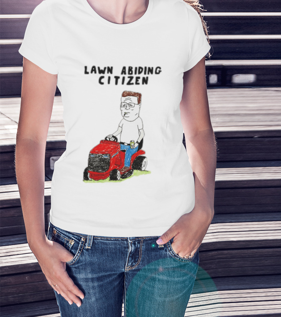 Lawn Abiding Citizen Hank Hill Cartoon Riding Mower Image T-Shirt