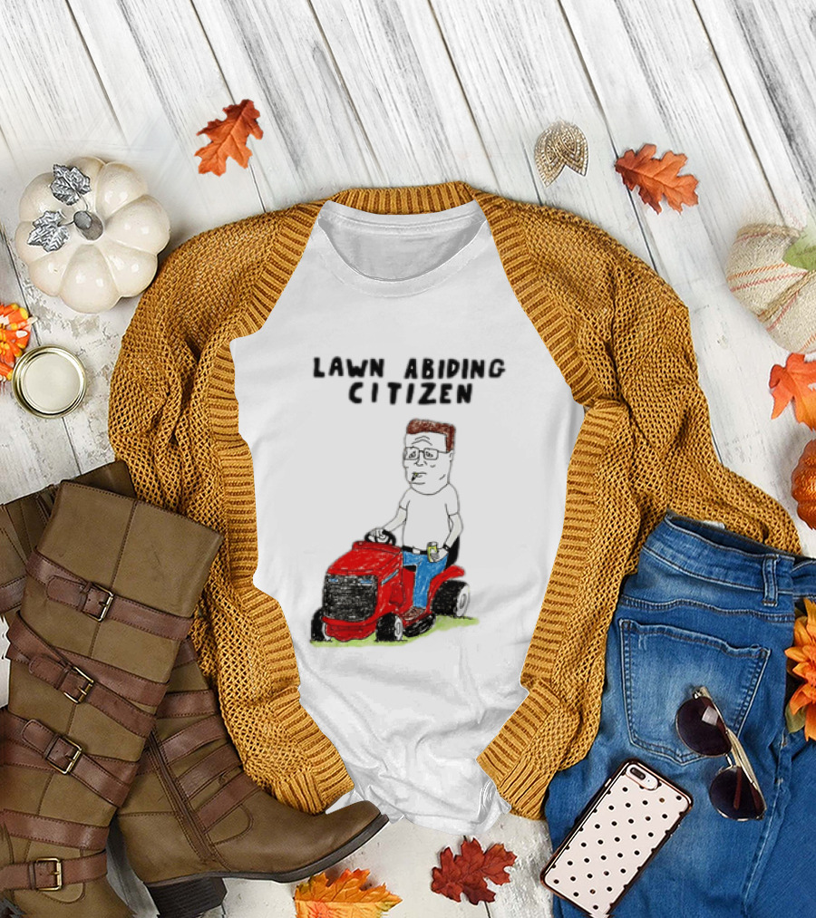 Lawn Abiding Citizen Hank Hill Cartoon Riding Mower Image T-Shirt