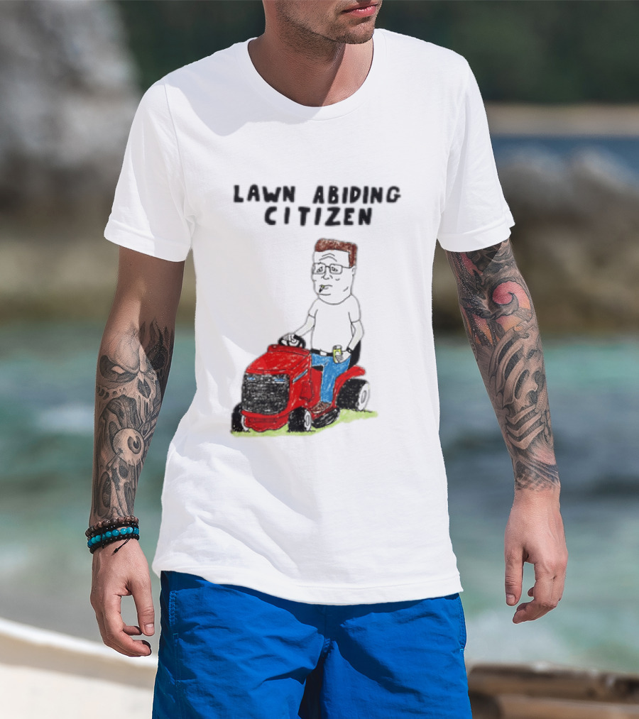 Lawn Abiding Citizen Hank Hill Cartoon Riding Mower Image T-Shirt