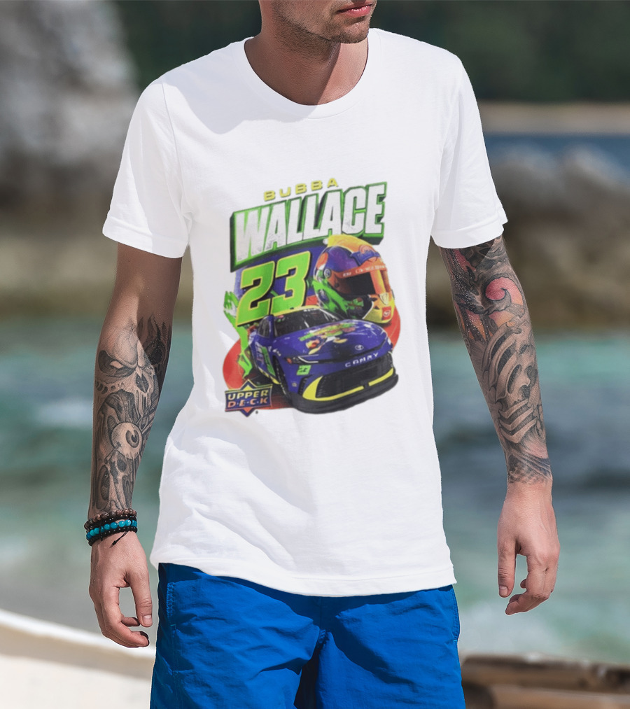 Space Jam's 30th Anniversary Bubba Wallace 23 Upper Deck Racing Car Helmet T-Shirt