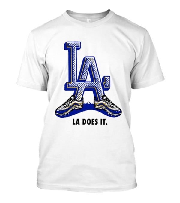 LA Dodgers LA Does It Baseball Footwear T-Shirt