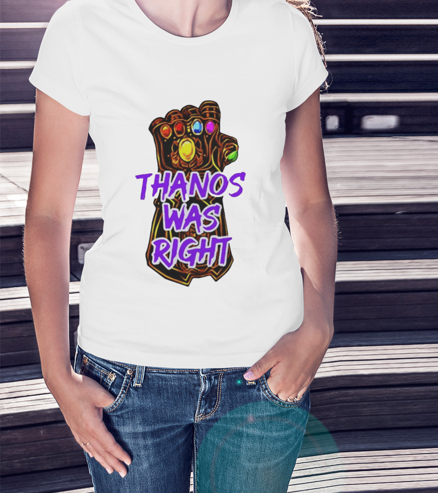 Thanos Was Right Marvel Infinity Gauntlet Bold Purple T-Shirt