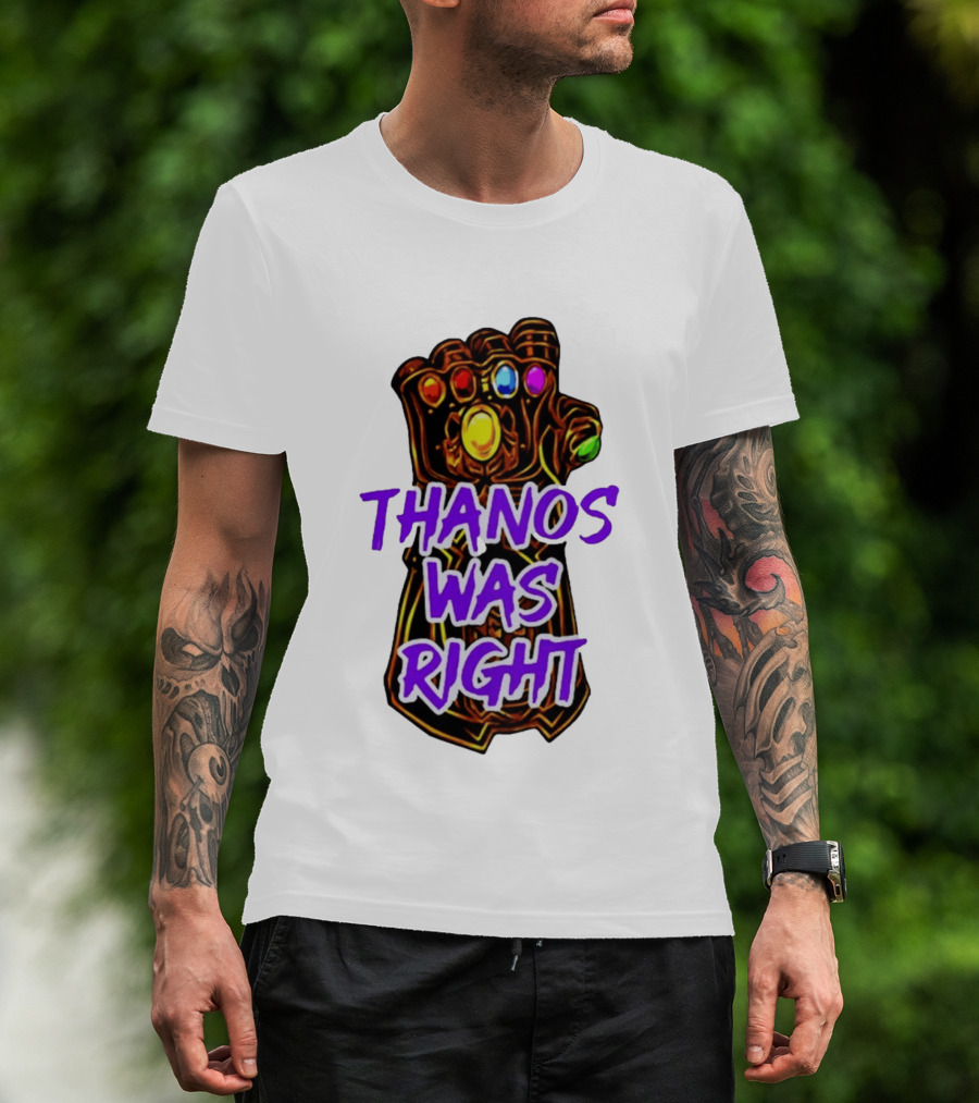 Thanos Was Right Marvel Infinity Gauntlet Bold Purple T-Shirt