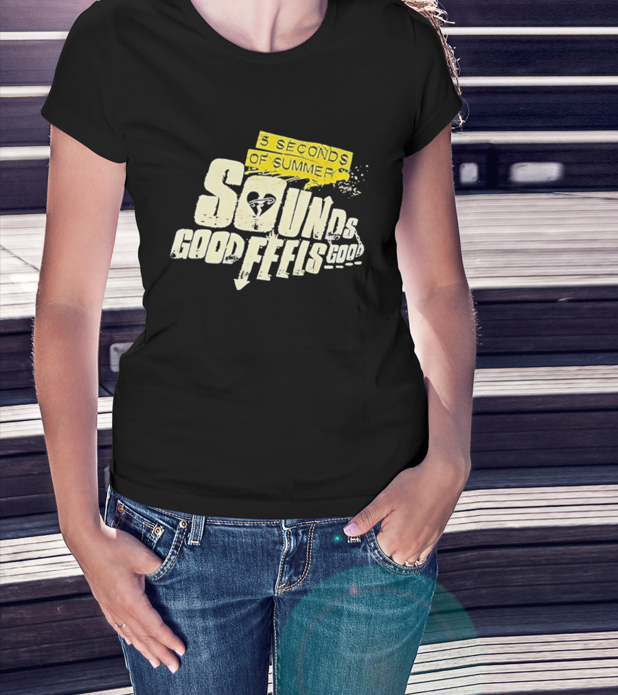 5 Seconds Of Summer Sounds Good Feels Good Heart Arrow T-Shirt
