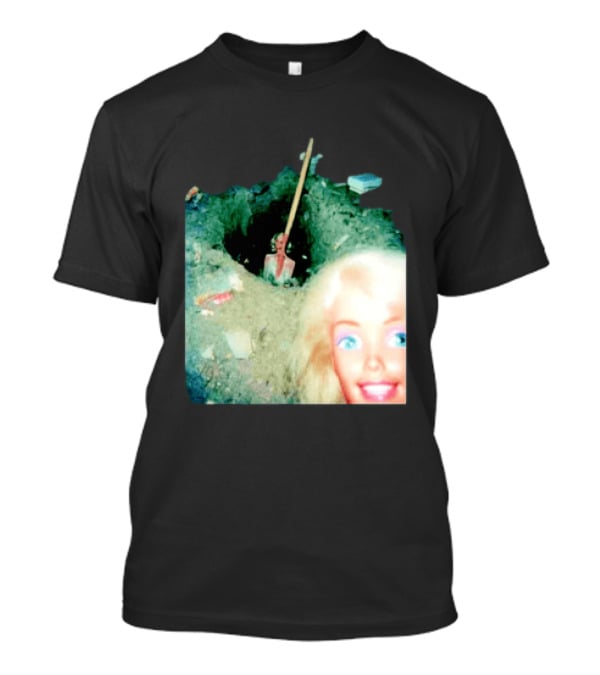 Barbie Doll Digging A Grave Shovel Surreal Scene T-Shirt