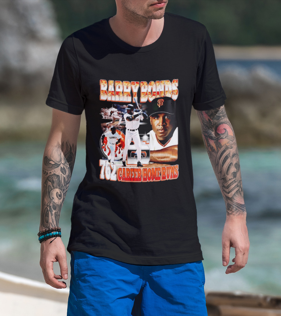 Barry Bonds Giants 25 San Francisco 762 Career Home Runs T-Shirt