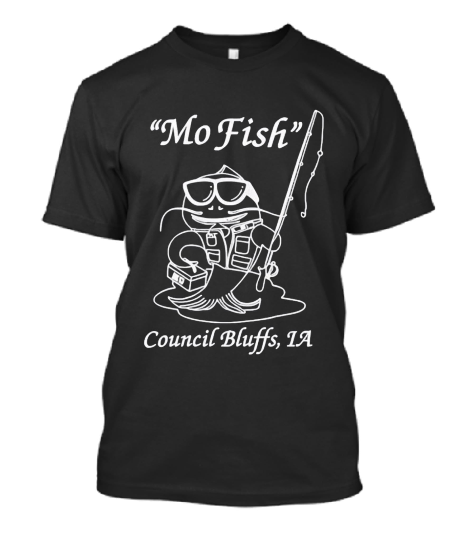 Mo Fish Council Bluffs IA Fishing Catfish With Rod And Tackle Box T-Shirt
