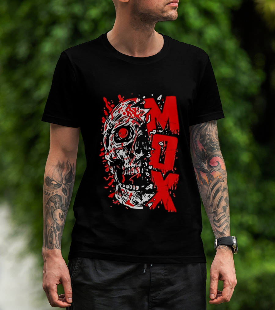 Creepy Zombie Skull MOX Red Splatter T-Shirt