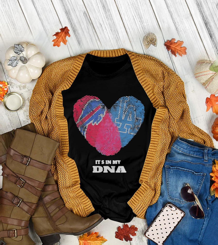 Buffalo Bills Los Angeles Dodgers It's in My DNA Fingerprint Heart T-Shirt