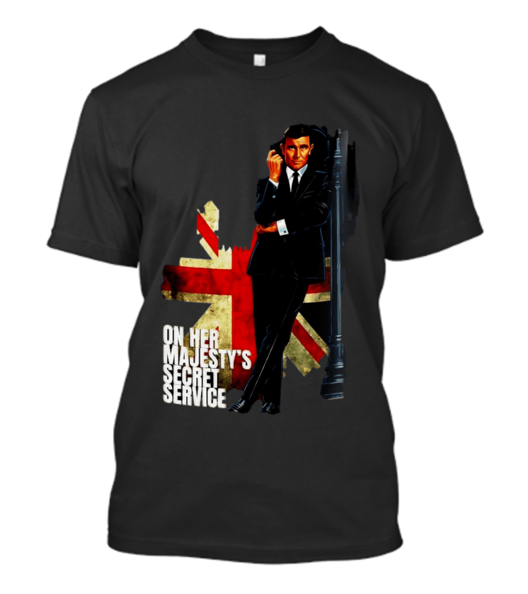 James Bond On Her Majesty's Secret Service British Flag Spy T-Shirt