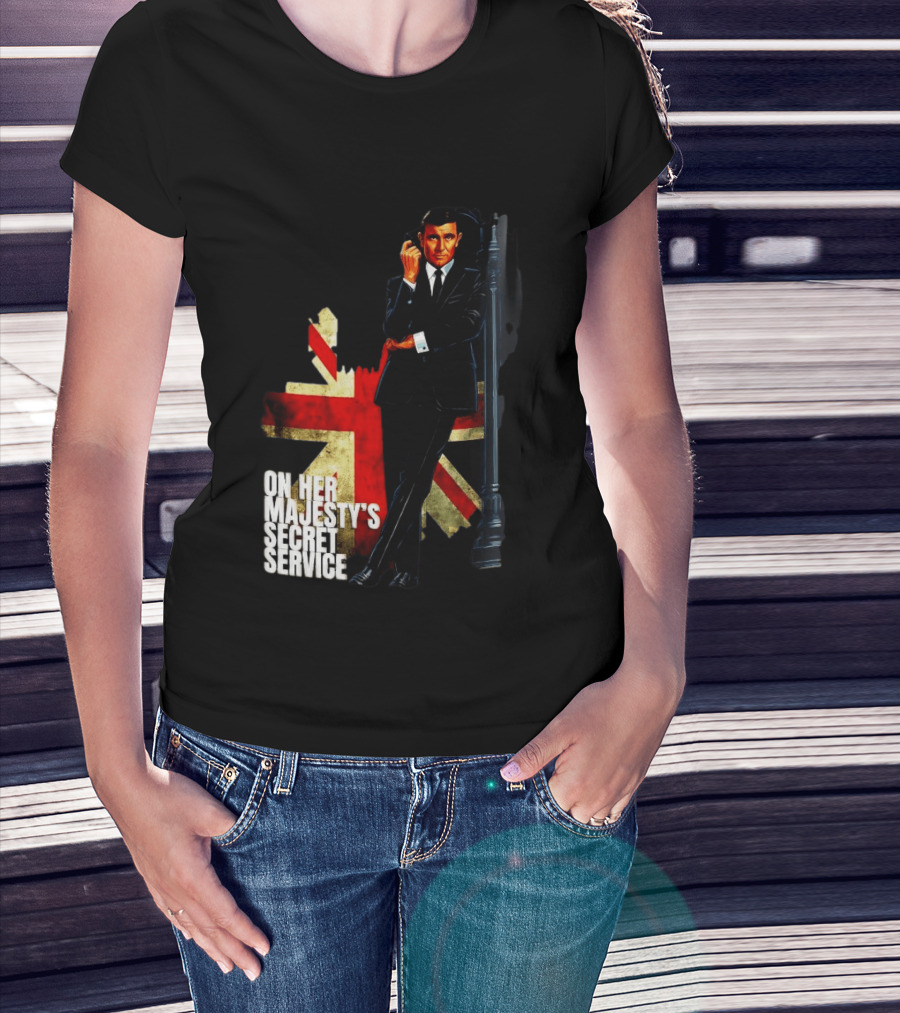 James Bond On Her Majesty's Secret Service British Flag Spy T-Shirt