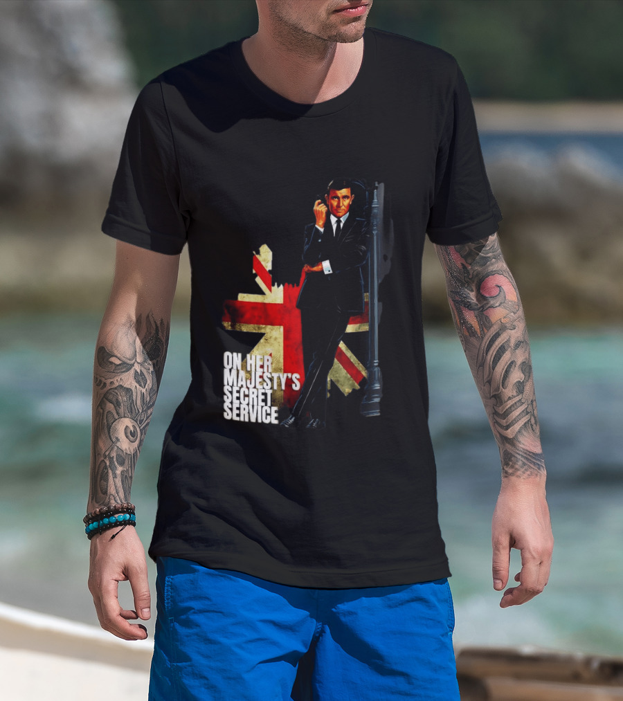 James Bond On Her Majesty's Secret Service British Flag Spy T-Shirt