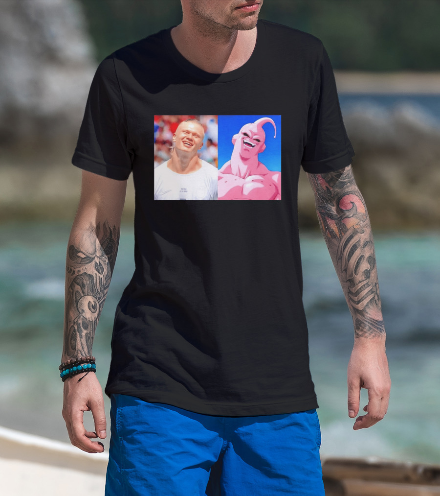 Erling Haaland Majin Buu Dragon Ball Z Comparison T-Shirt