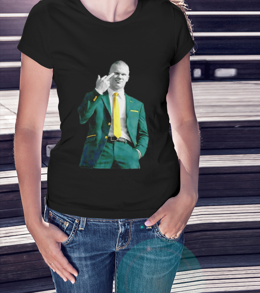 Erling Haaland Green Suit Yellow Tie Manchester City T-Shirt