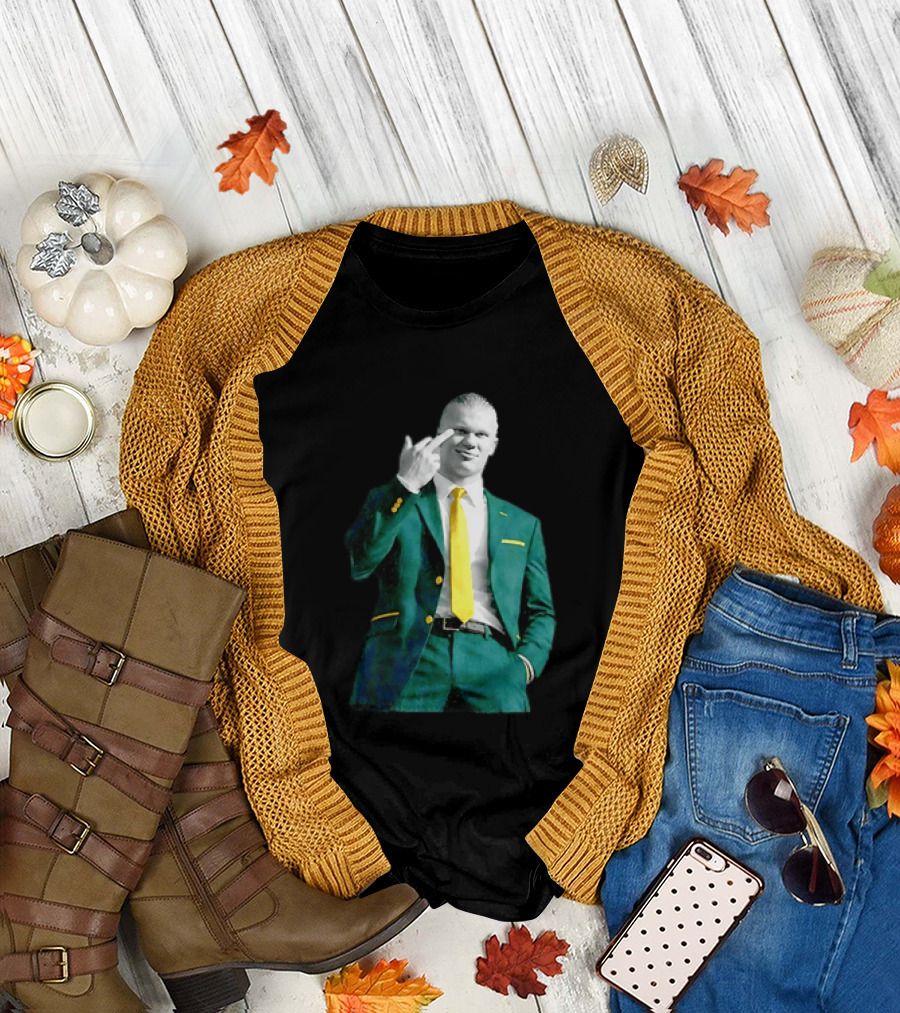 Erling Haaland Green Suit Yellow Tie Manchester City T-Shirt