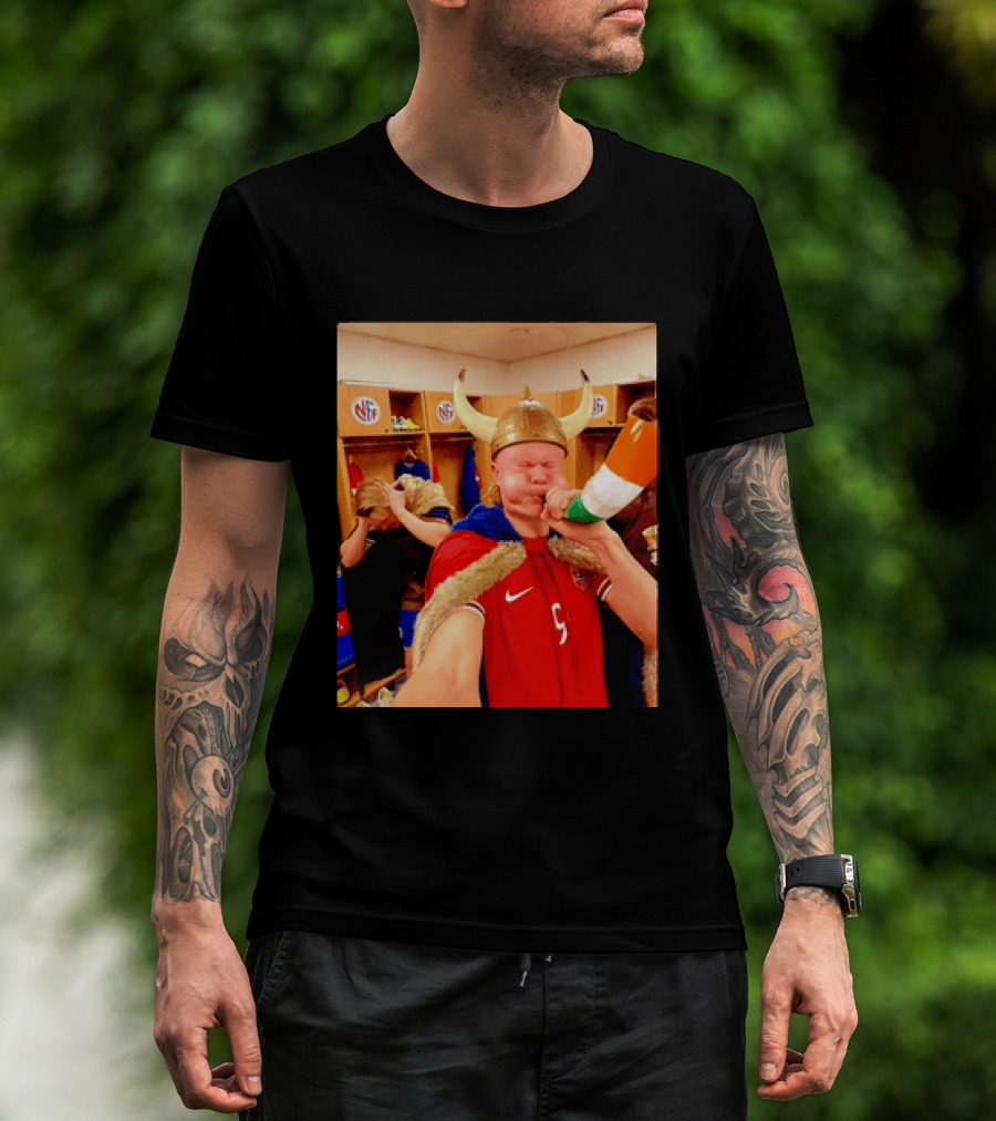Erling Haaland Norway No 9 Viking Football Celebration Locker Room T-Shirt