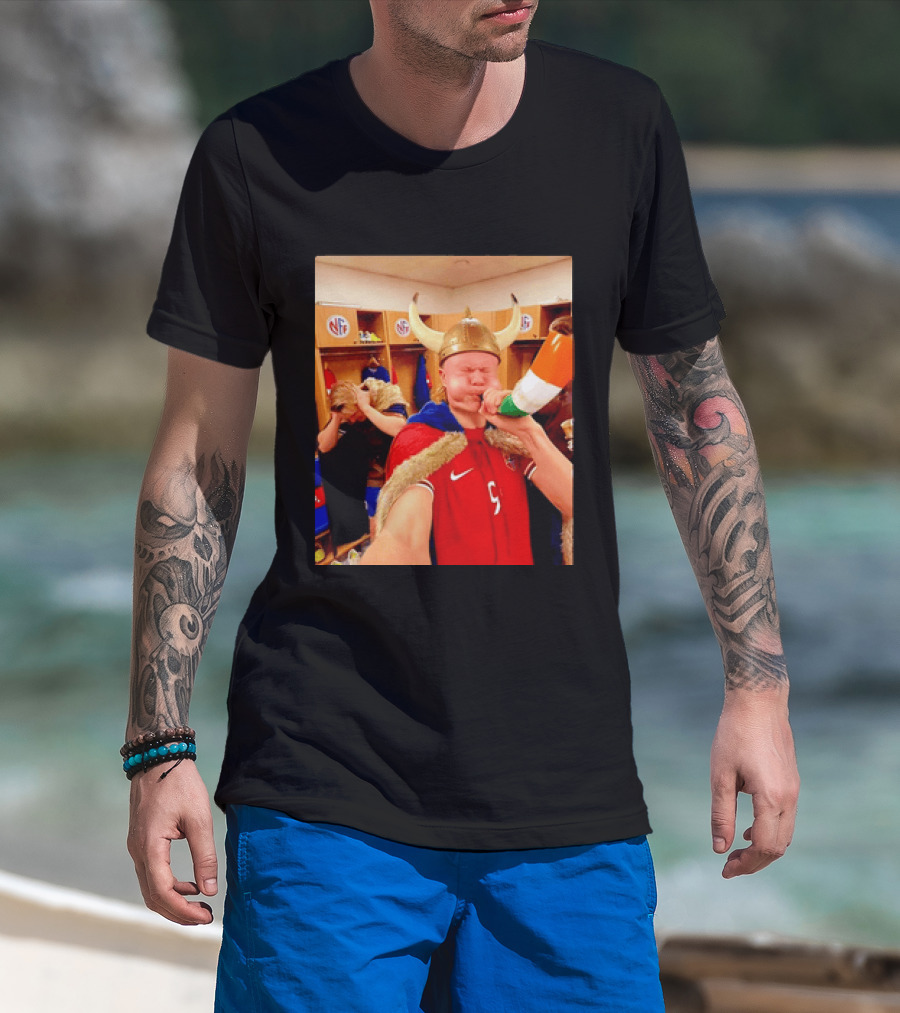 Erling Haaland Norway No 9 Viking Football Celebration Locker Room T-Shirt