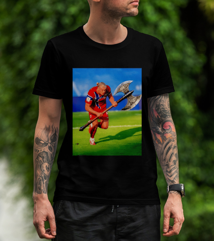 Erling Haaland Norway Viking Warrior Meme Football Team T-Shirt