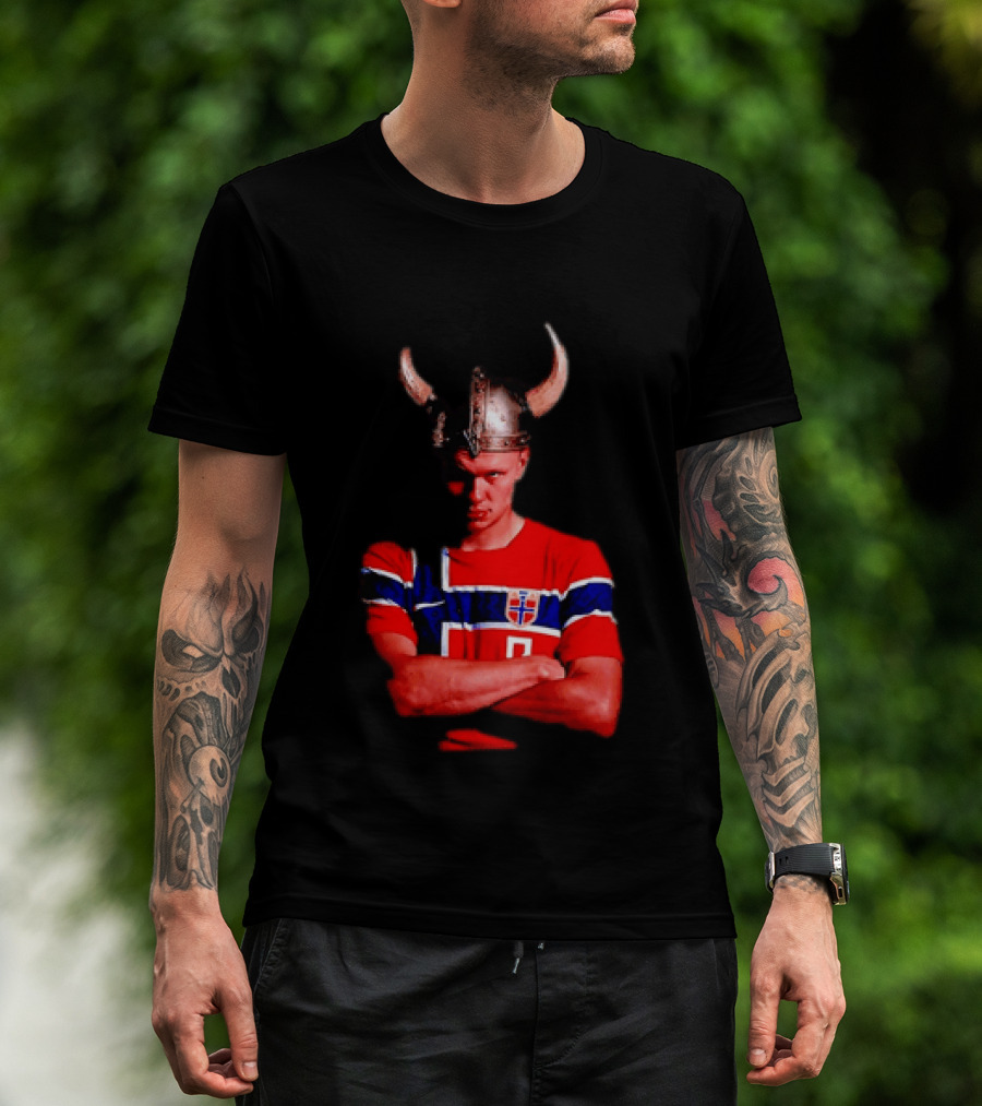 Erling Haaland Norway National Football Team Viking Helmet T-Shirt