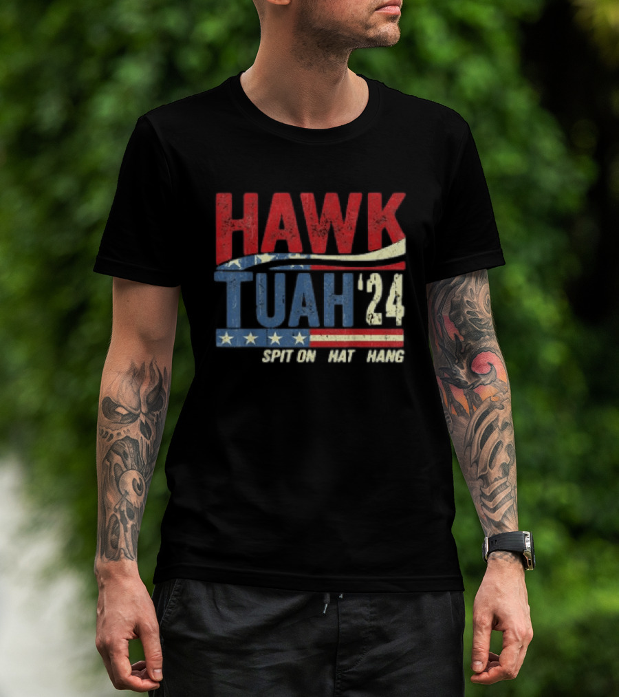 Hawk Tuah '24 Spit On That Thang Red White Blue Stars Stripes T-Shirt