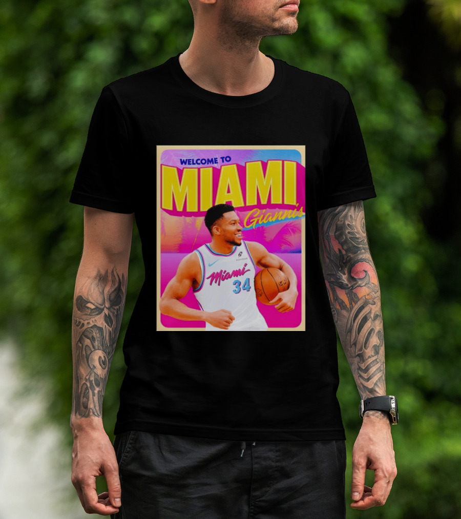 Welcome To Miami Giannis Miami Heat Basketball 34 T-Shirt